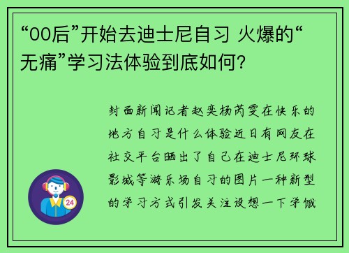 “00后”开始去迪士尼自习 火爆的“无痛”学习法体验到底如何？